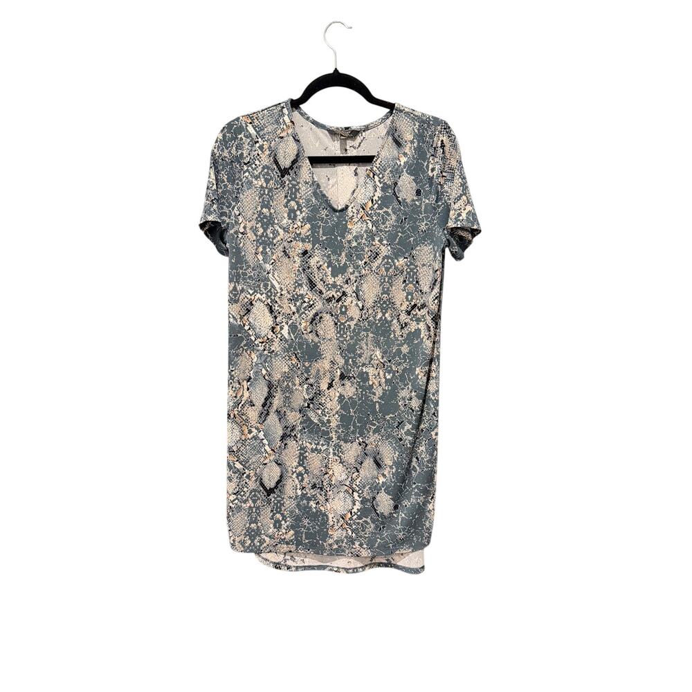 Christian Siriano NY Blue Snake Print Shift Dress Womens Medium EUC Stretch